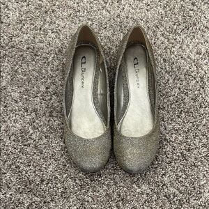 CL by Laundry Gold Wedges with Sparkly Finish